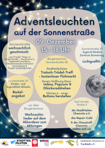 Read more about the article Adventsleuchten auf der Sonnenstraße (Fr. 9.12., 15-18 Uhr)